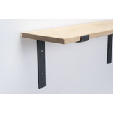 Wall shelf oak 2cm with open steel brackets II