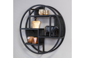 Wandregal Mangoholz schwarz | runden