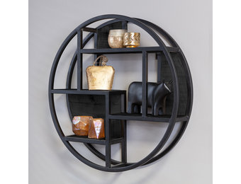 Wandregal Mangoholz schwarz | runden