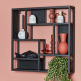 Wall rack mango wood black | square