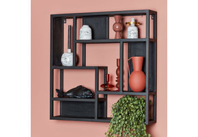 Wall rack mango wood black | square