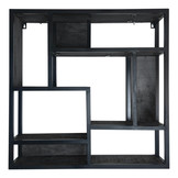 Wall rack mango wood black | square