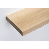 XXL Eiken wandplank 4cm dikte geschaafd met strak gezaagde voorkant zwevend montage systeem 170t/m350cm