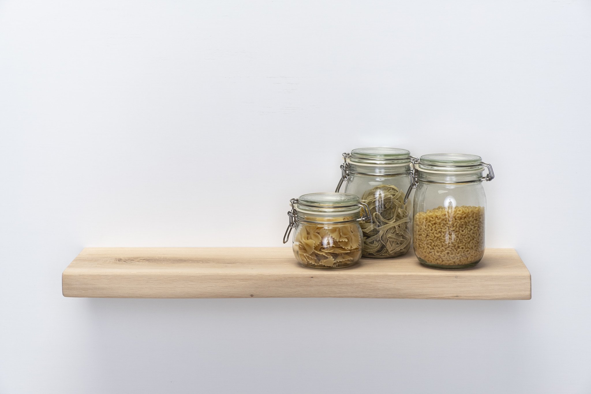 XXL Eiken wandplank 4cm dikte geschaafd met geleefde voorkant zwevend montage systeem 170t/m350cm