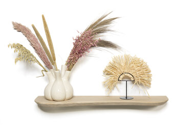 Oak wall shelf 3cm thick planed with organic shape floating mounting system