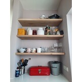 Oak wall shelf 4cm thick, planed with niche mounting