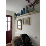 XXL Eiken wandplank 3cm dikte geschaafd met geleefde voorkant zwevend montage systeem 170t/m350cm