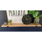 Wall shelf oak 2cm with open steel brackets