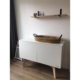 Wandplank eiken 2cm met open stalen beugels