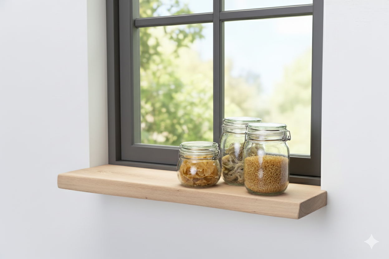 Oak windowsill to size type planed 40mm thickness lived front