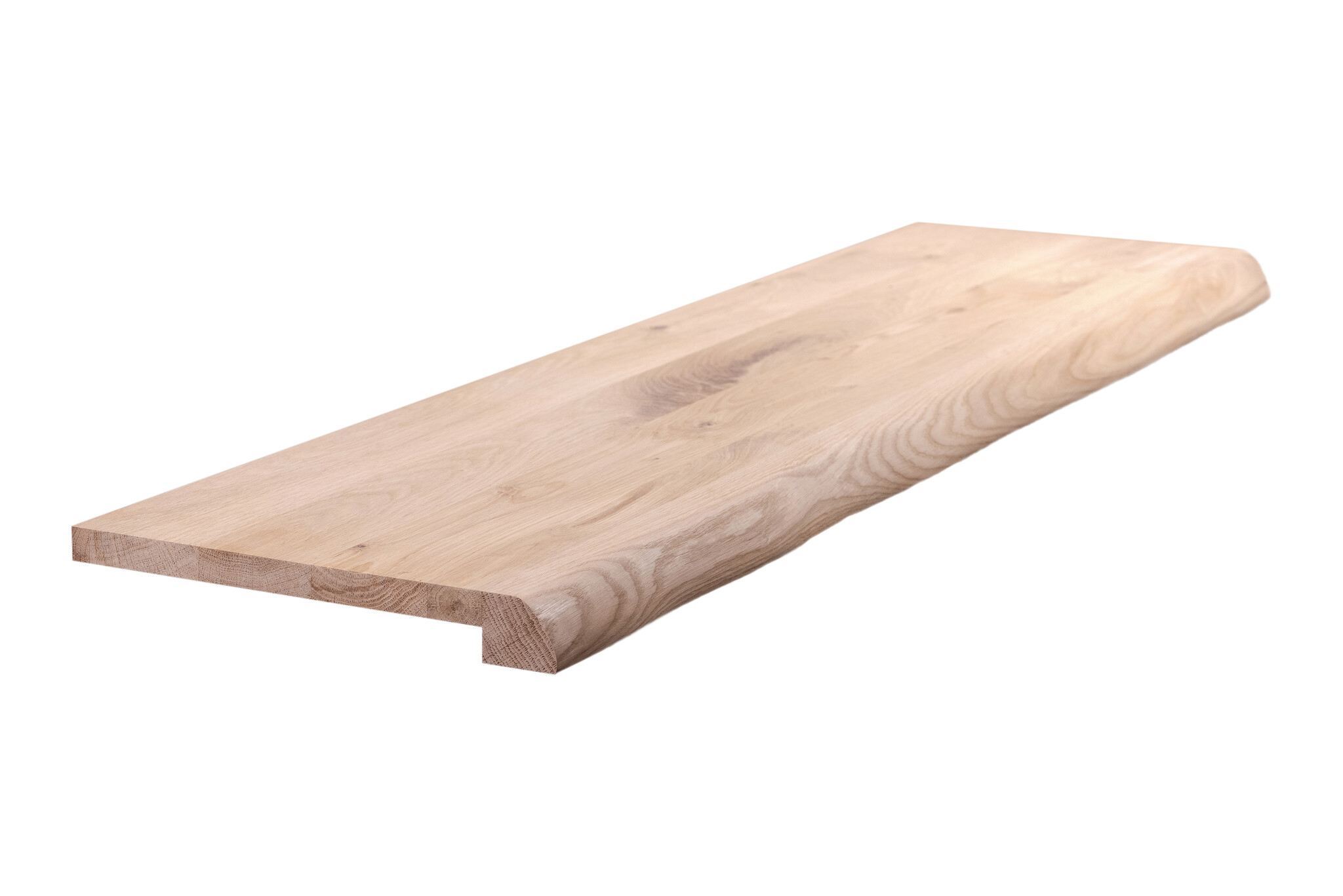 Solid oak windowsill with weathered tree trunk edge - 40mm thick