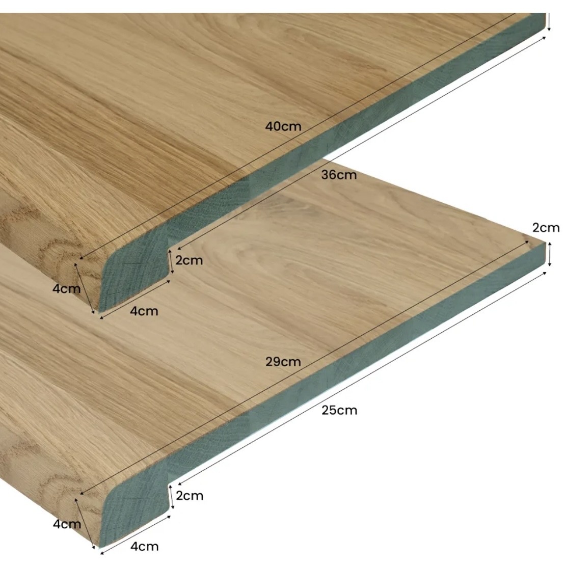 Solid oak windowsill with weathered tree trunk edge - 40mm thick
