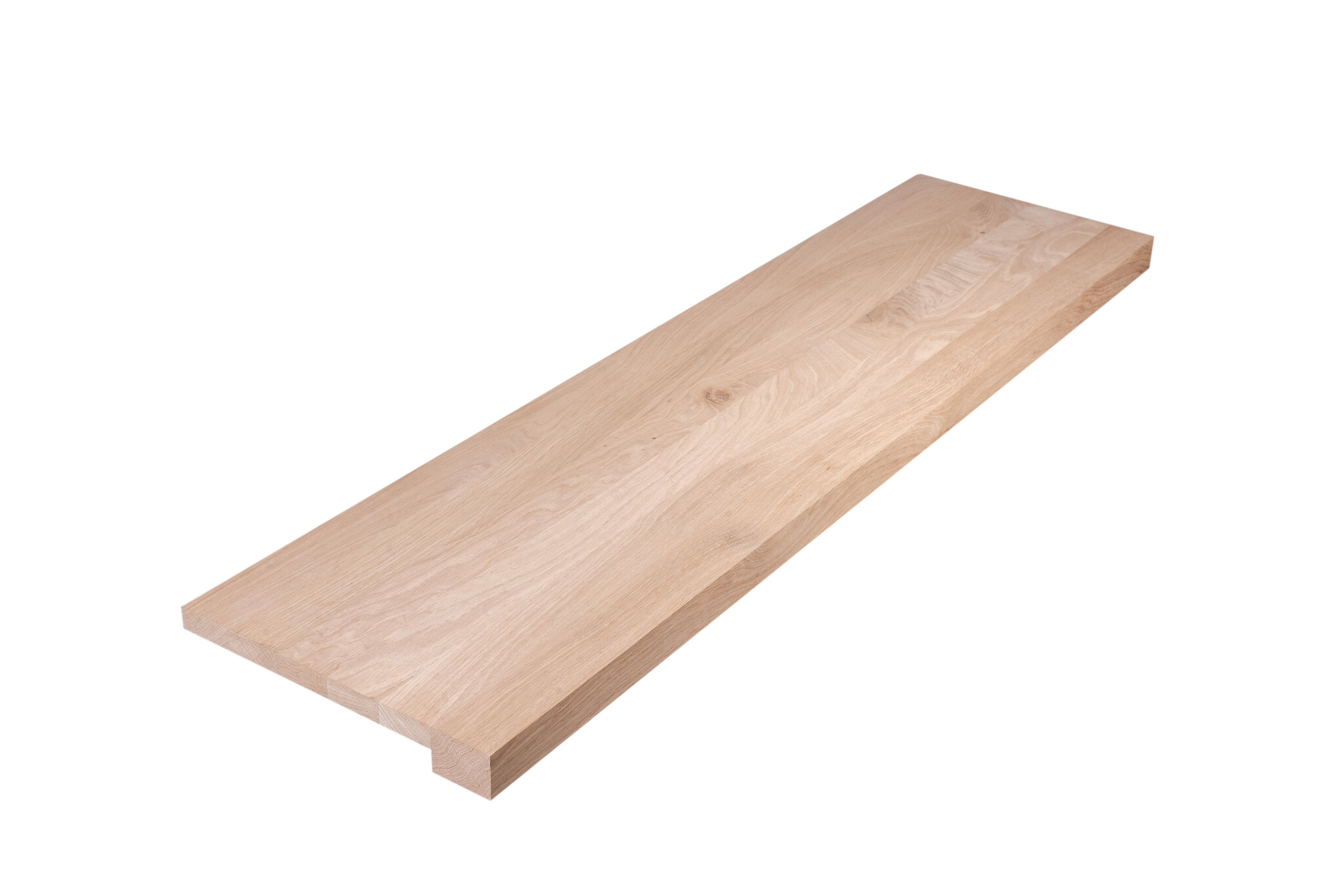 Fensterbank aus massiver Eiche mit sauber gesägter Vorderseite – 40 mm dick