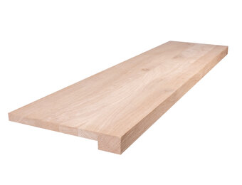 Massief eiken overzet vensterbank met strak gezaagde voorkant -  40mm dikte