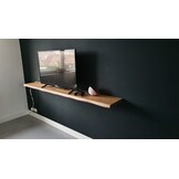 Eiken wandplank 55mm dikte geschaafd met geleefde voorkant zwevend montage systeem