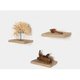 Oak wall shelf 3cm thick, planed with a weathered front, floating mounting system – set of 3