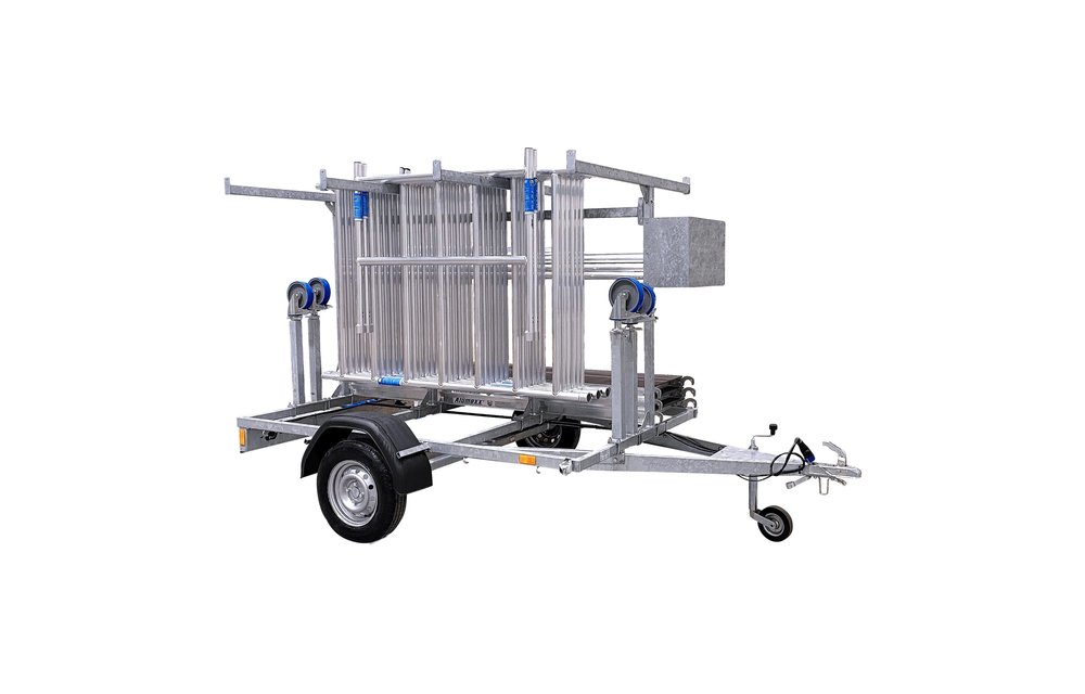 Basic rolsteiger 135 x 250 x 6,2m werkhoogte + Basic Carrier steigeraanhanger