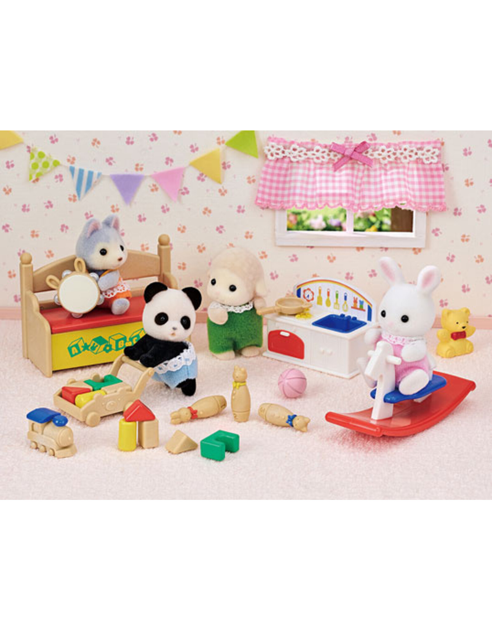 Sylvanian Families Speelkamer- Baby Panda & sneeuwwitkonijn (5709)