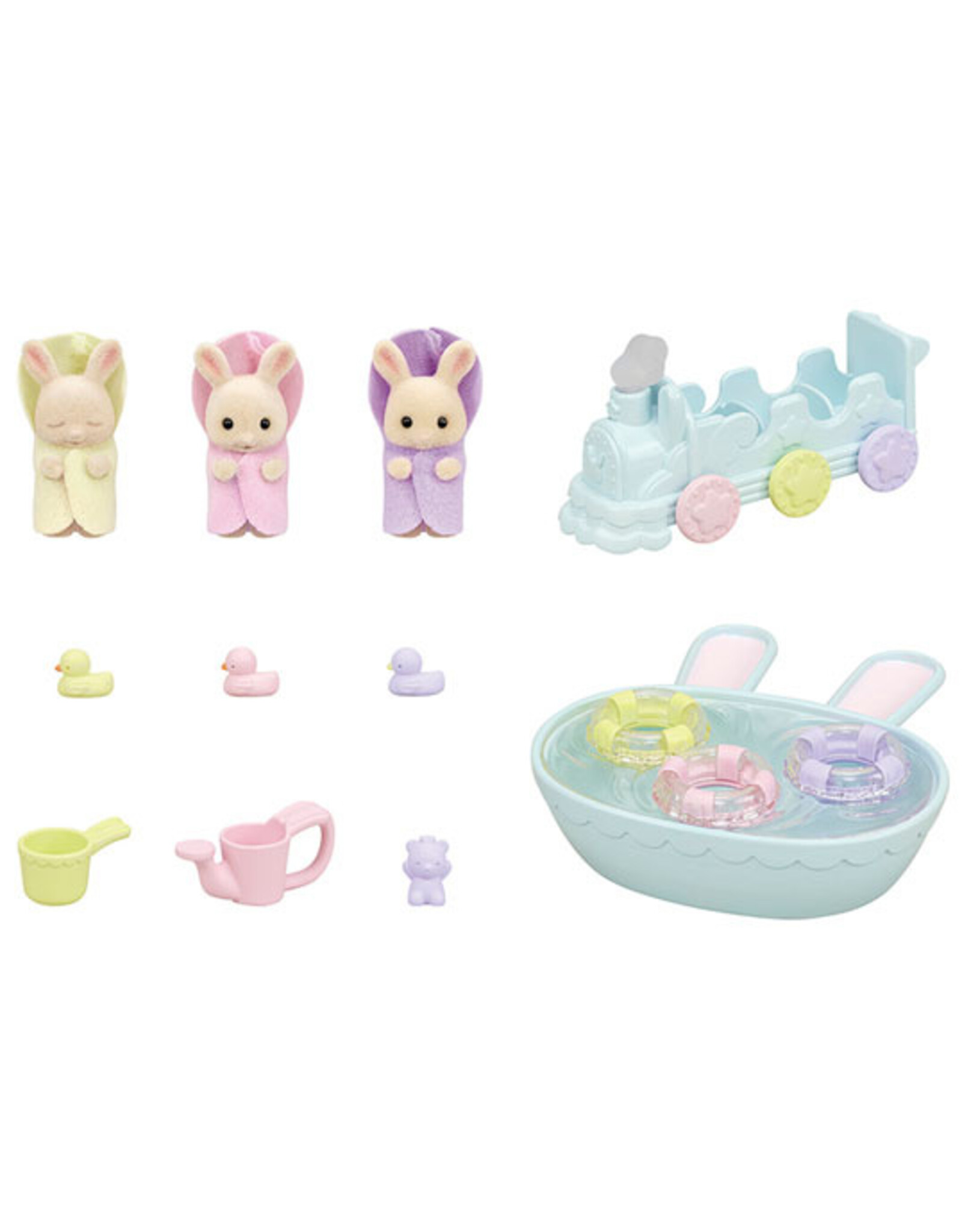 Sylvanian Families Drieling baby crème konijn badspeelset