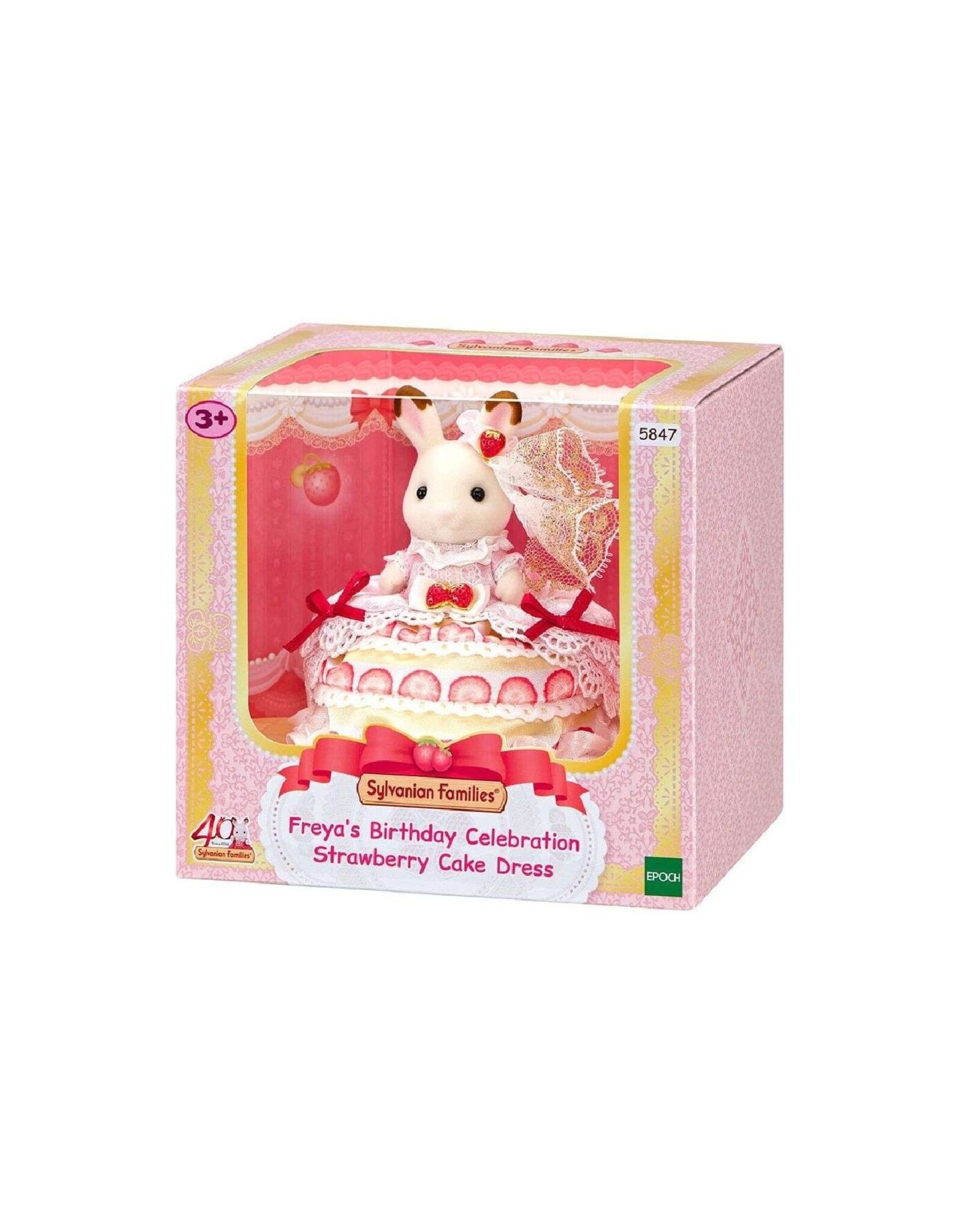 Sylvanian Families Freya's verjaardag set aardbeien cake jurk (5847)