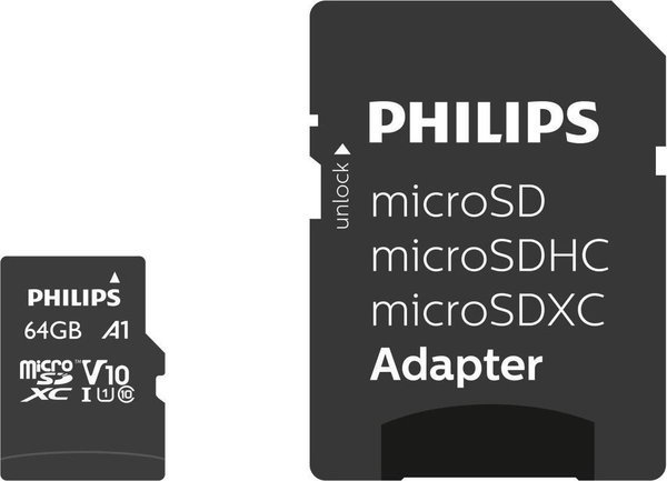 Philips Philips 64GB Micro SDXC - Micro SD kaart Philips Philips 64GB Micro SDXC - Micro SD kaart