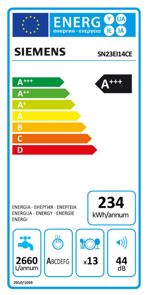 Siemens Siemens SN23EI14CE - Vrijstaande vaatwasser