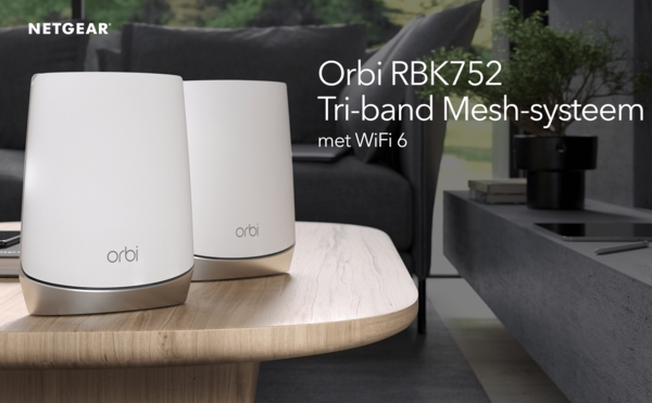Netgear Netgear Orbi RBK752 Multiroom WiFi 6 Mesh systeem - Router Netgear Netgear Orbi RBK752 Multiroom WiFi 6 Mesh systeem - Router