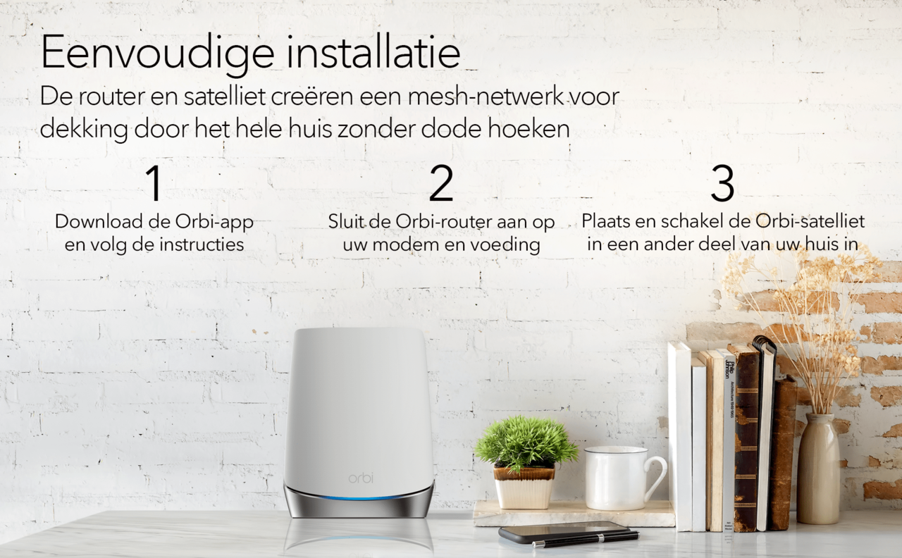 Netgear Netgear Orbi RBK752 Multiroom WiFi 6 Mesh systeem - Router Netgear Netgear Orbi RBK752 Multiroom WiFi 6 Mesh systeem - Router
