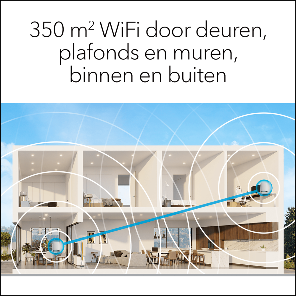 Netgear Netgear Orbi RBK752 Multiroom WiFi 6 Mesh systeem - Router Netgear Netgear Orbi RBK752 Multiroom WiFi 6 Mesh systeem - Router