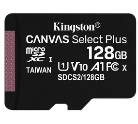 Kingston Canvas Select Plus 128GB Micro SDXC geheugenkaart - Micro SD kaart Kingston Canvas Select Plus 128GB Micro SDXC geheugenkaart - Micro SD kaart