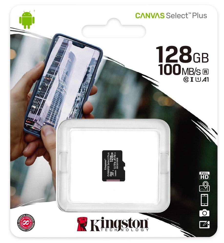 Kingston Canvas Select Plus 128GB Micro SDXC geheugenkaart - Micro SD kaart Kingston Canvas Select Plus 128GB Micro SDXC geheugenkaart - Micro SD kaart