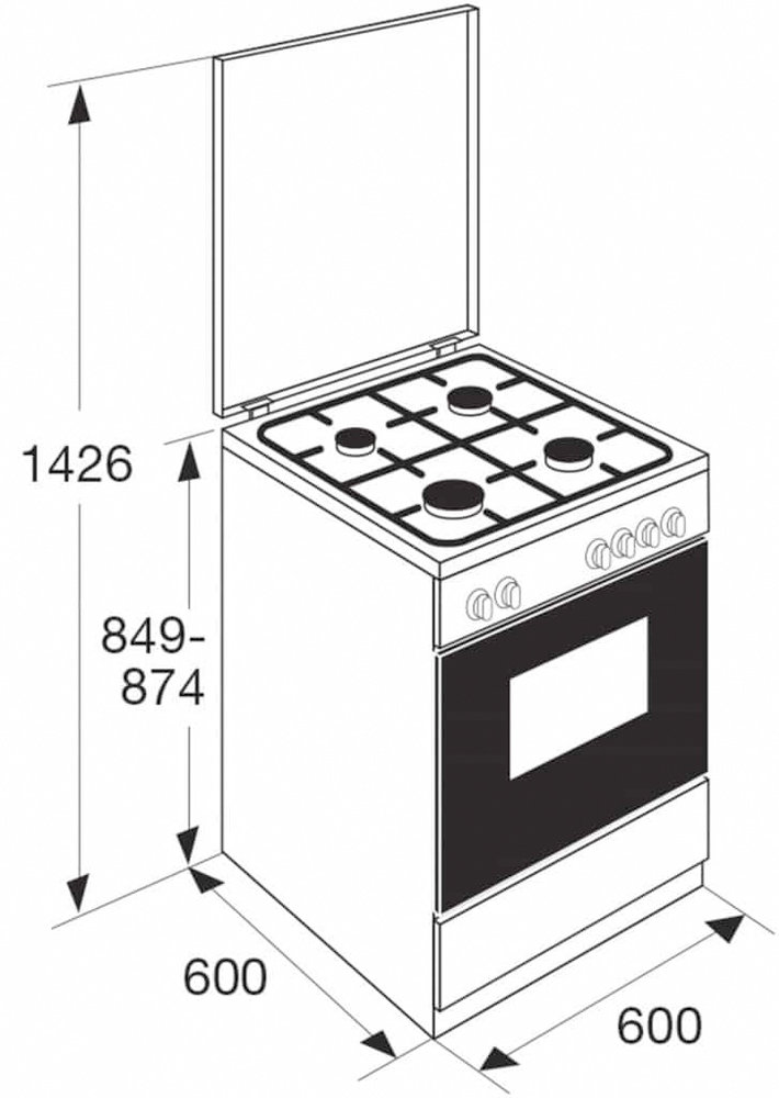 ETNA ETNA FGV160WIT - Gasfornuis ETNA ETNA FGV160WIT - Gasfornuis