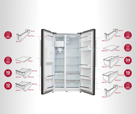 Inventum Inventum SKV1782BI - Amerikaanse koelkast Inventum Inventum SKV1782BI - Amerikaanse koelkast