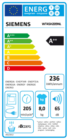 Siemens Siemens extraKlasse WT45H209NL - Warmtepompdroger Siemens Siemens extraKlasse WT45H209NL - Warmtepompdroger