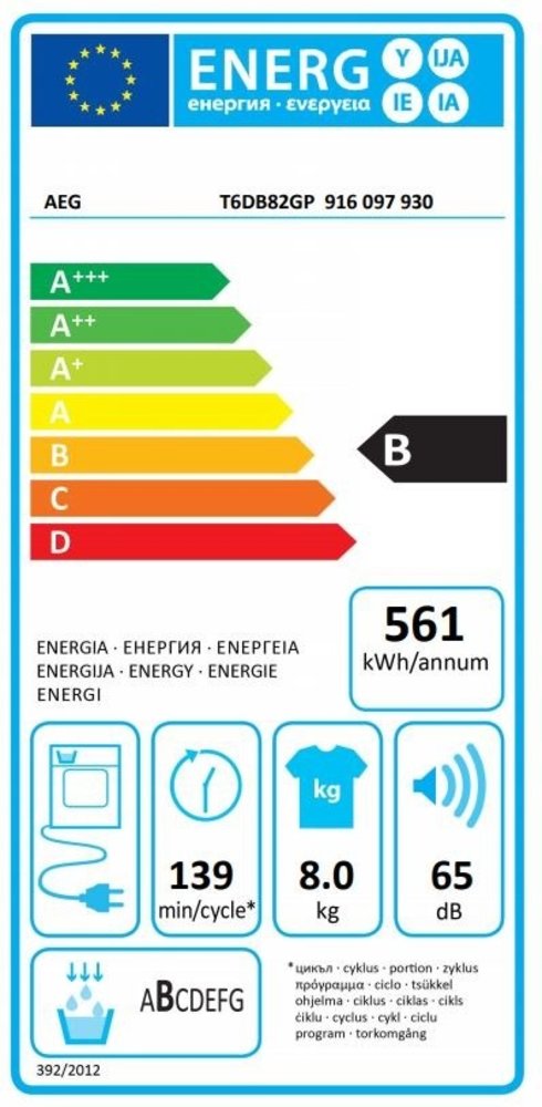AEG AEG ProSense T6DB82GP - Condensdroger AEG AEG ProSense T6DB82GP - Condensdroger