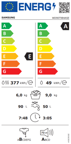 Samsung Samsung QuickDrive 8000-serie WD90T984ASE - Was-droogcombinatie Samsung Samsung QuickDrive 8000-serie WD90T984ASE - Was-droogcombinatie