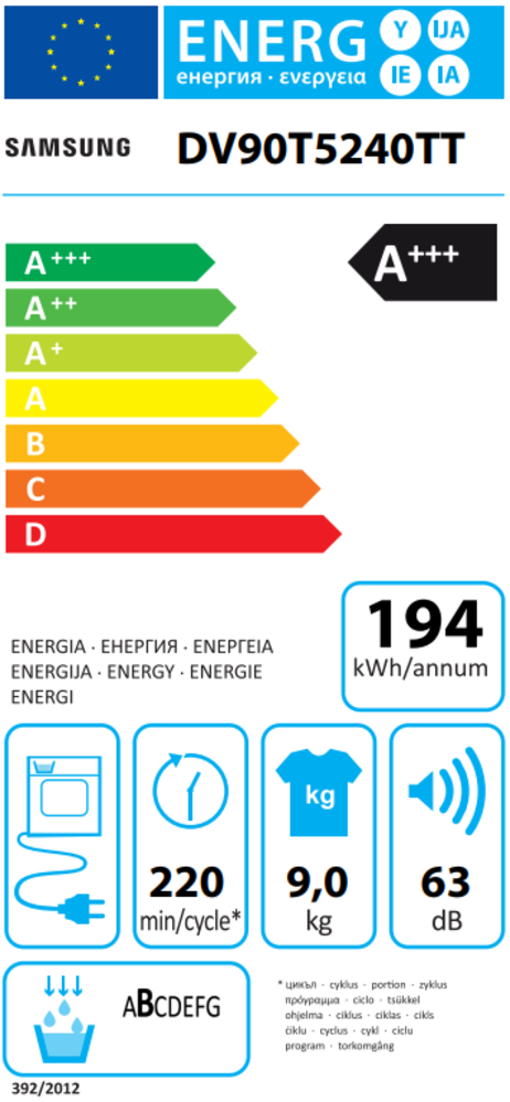 Samsung Samsung DV90T5240TT - Warmtepompdroger Samsung Samsung DV90T5240TT - Warmtepompdroger