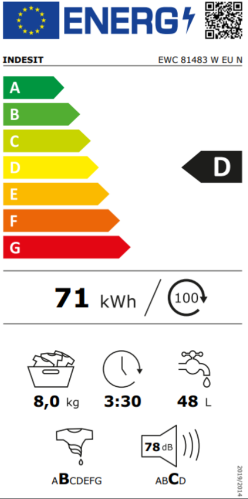 Indesit Indesit EWC 81483 W EU N - Wasmachine Indesit Indesit EWC 81483 W EU N - Wasmachine