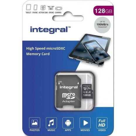 Integral Memory Integral Micro SDXC 128GB (V10) - Micro SD kaart Integral Memory Integral Micro SDXC 128GB (V10) - Micro SD kaart