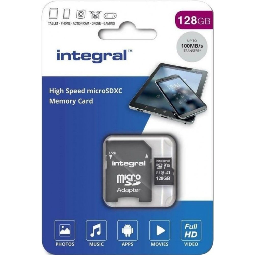 Integral Memory Integral Micro SDXC 128GB (V10) - Micro SD kaart Integral Memory Integral Micro SDXC 128GB (V10) - Micro SD kaart