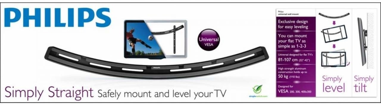 Philips  Philips SQM6435 Zwart 32-42 inch platte muurbeugel - TV muurbeugel