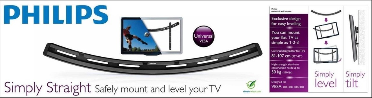 Philips  Philips SQM6435 Zwart 32-42 inch platte muurbeugel - TV muurbeugel