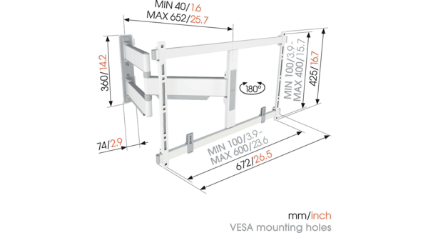 Vogel's Vogel's TVM 5645 40 -77 inch Wit Draaibare tv-beugel - TV muurbeugel