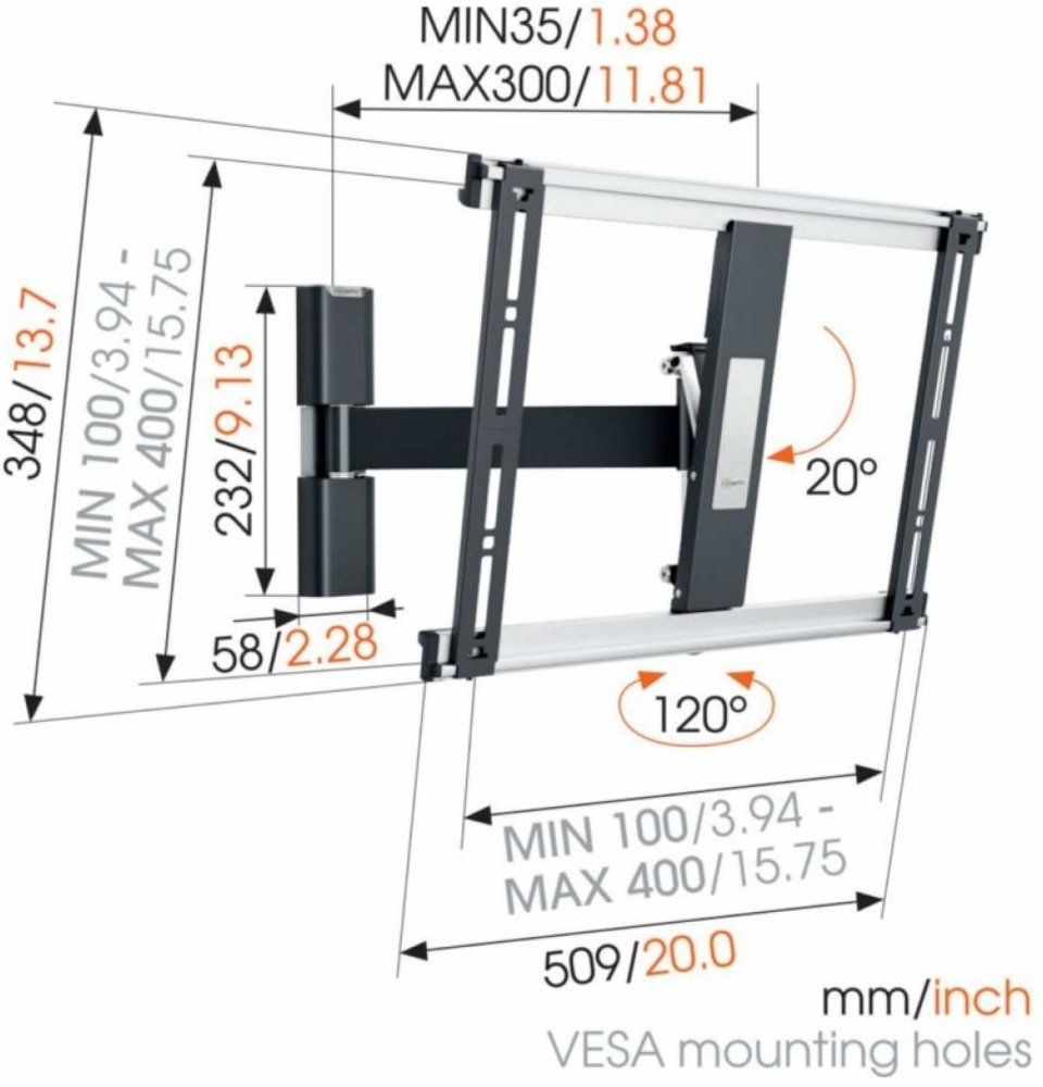 Vogel's Vogel's THIN 425 Zwart 26-55 inch draaibare muurbeugel - TV muurbeugel Vogel's Vogel's THIN 425 Zwart 26-55 inch draaibare muurbeugel - TV muurbeugel