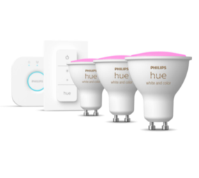 Philips Philips Hue Starterkit 3x GU10 4.3W Color Ambiance + Bridge + Dimmer - Slimme lamp Philips Philips Hue Starterkit 3x GU10 4.3W Color Ambiance + Bridge + Dimmer - Slimme lamp