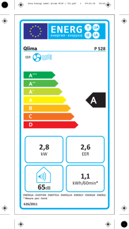 Qlima Qlima P528 - Mobiele airco Qlima Qlima P528 - Mobiele airco