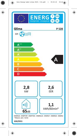 Qlima Qlima P528 - Mobiele airco Qlima Qlima P528 - Mobiele airco