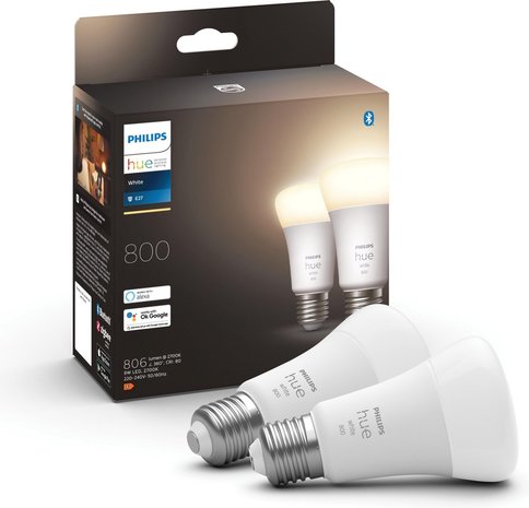 Philips  Philips Hue White E27 (2 pack) - Slimme lamp