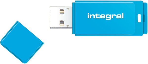 Integral Memory Integral Neon USB Flash Drive 2.0 64GB Blauw - USB stick Integral Memory Integral Neon USB Flash Drive 2.0 64GB Blauw - USB stick