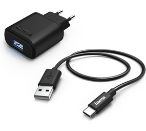 Hama Hama Oplaadset 12W USB-C Zwart Hama Hama Oplaadset 12W USB-C Zwart